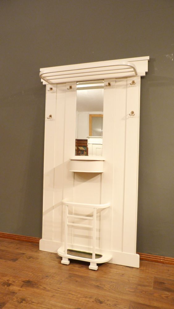 Jugendstil Garderobe mit Spiegel, Eiche weiß lasiert um 1920 Jugendstil Garderobe mit Spiegel, Eiche weiß lasiert um 1920