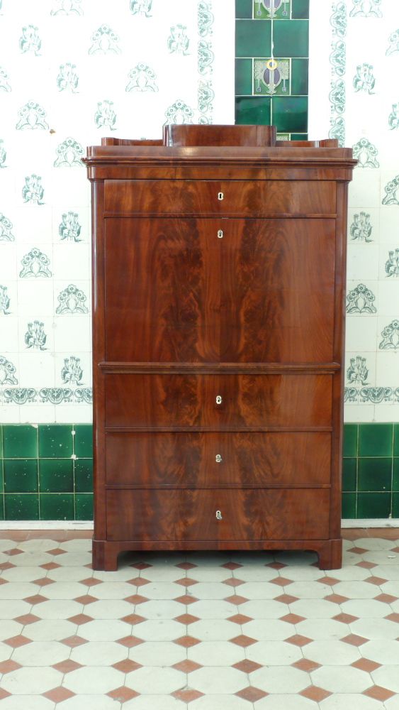 Biedermeier Sekretär, Mahagoni handpoliert um 1840