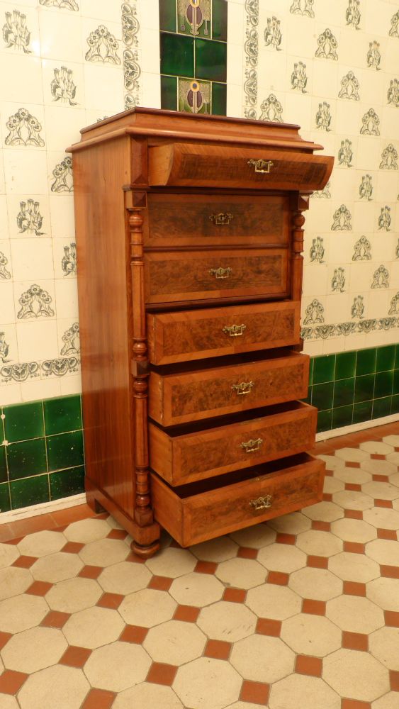 Antikes Mobiliar, prachtvole Gründerzeit Kommode mit Sekretärfach, Nussbaum um 1880