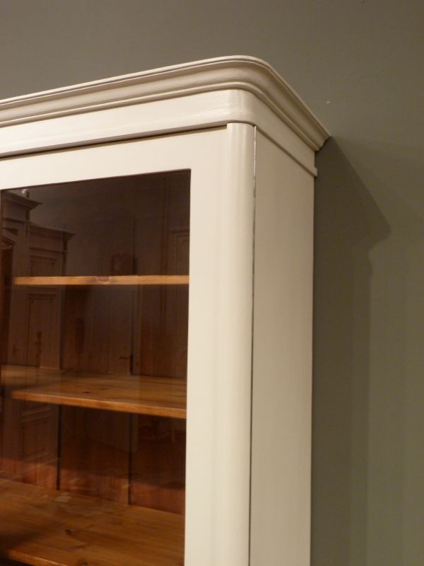 Antike Schränke, Jugendstil Bücherschrank, Eiche weiß lasiert um 1910