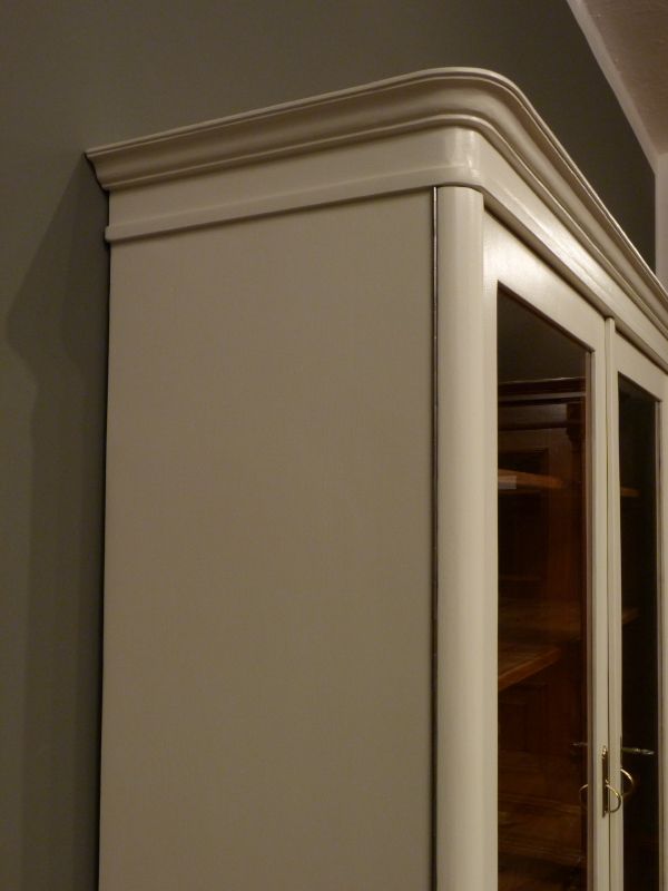 Antike Schränke, Jugendstil Bücherschrank, Eiche weiß lasiert um 1910