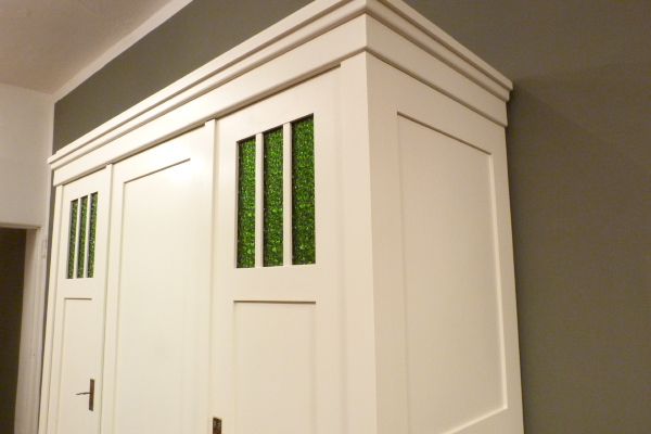 Antike Schränke, Jugendstil Kleiderschrank, Fichte weiss lasiert um 1910