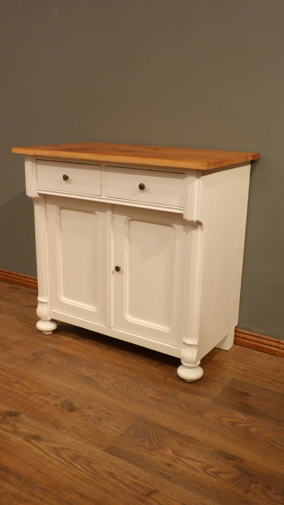 Jugendstil Halbschrank, Fichte weiß lasiert um 1910