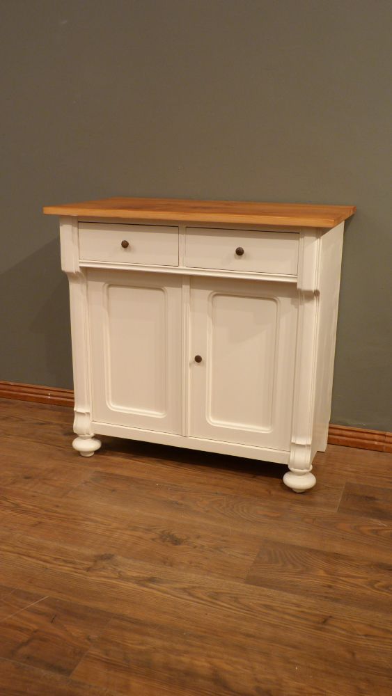 Jugendstil Halbschrank, Fichte weiß lasiert um 1910