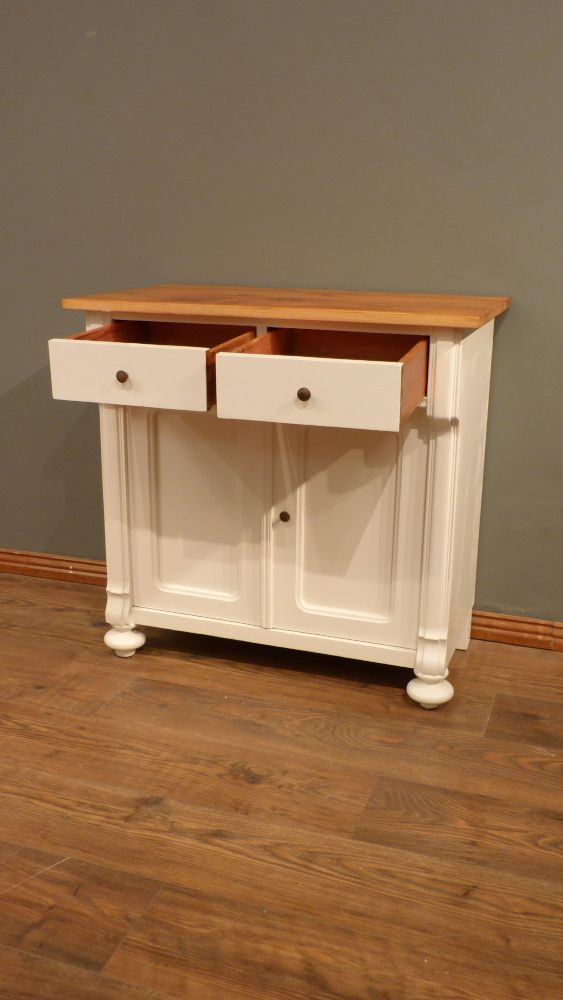 Jugendstil Halbschrank, Fichte weiß lasiert um 1910