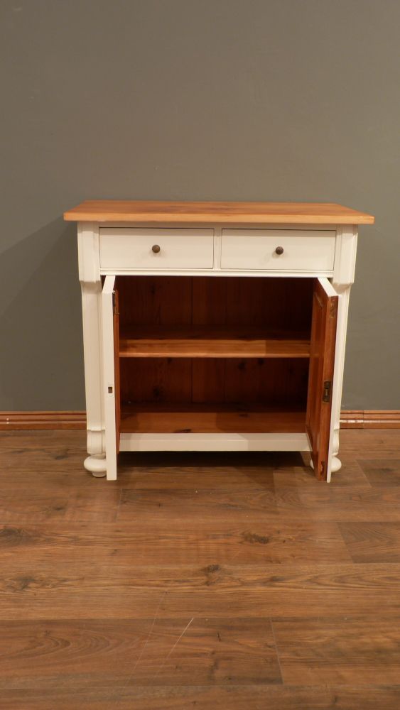 Jugendstil Halbschrank, Fichte weiß lasiert um 1910