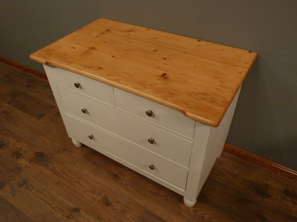 Antike Möbel, Jugendstil Kommode, Fichte weiß lasiert