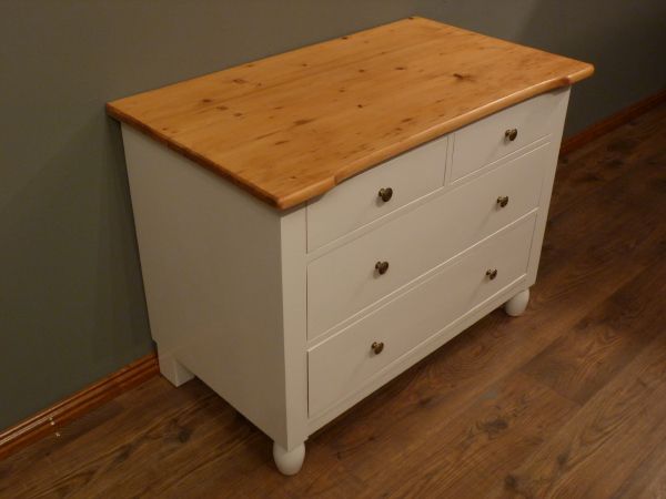 Antike Möbel, Jugendstil Kommode, Fichte weiß lasiert