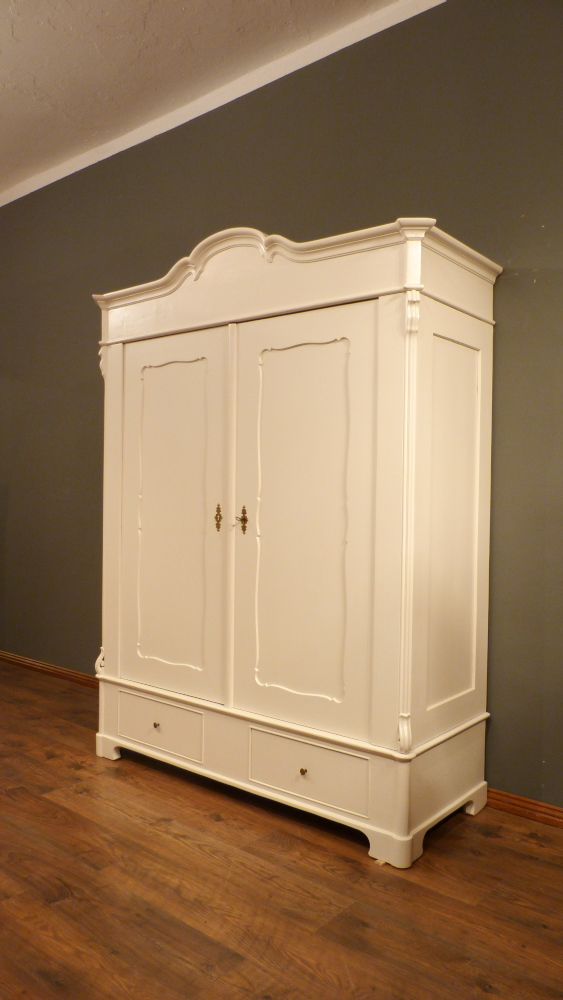 Louis-Philippe Kleiderschrank, Fichte weiß lasiert um 1870