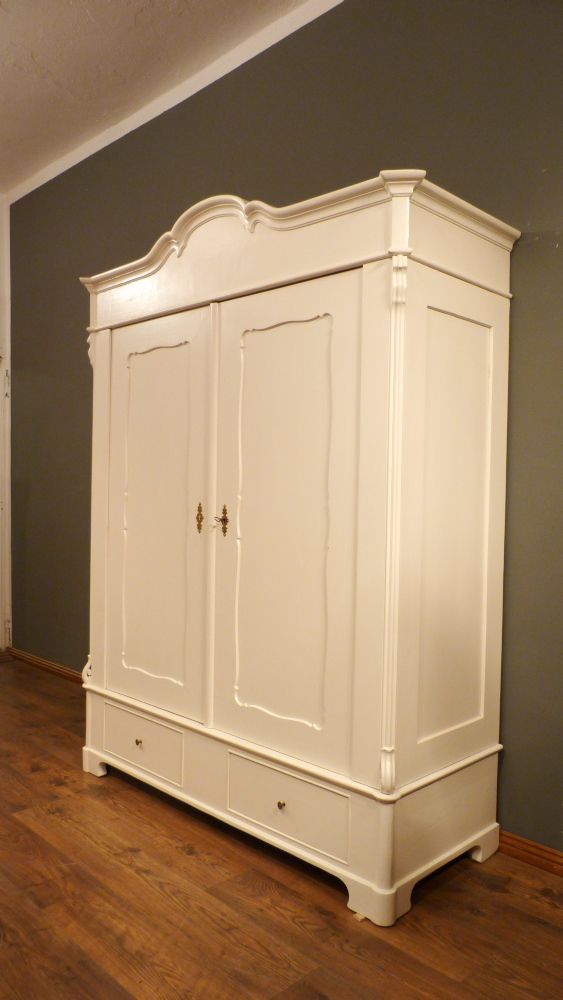 Louis-Philippe Kleiderschrank, Fichte weiß lasiert um 1870