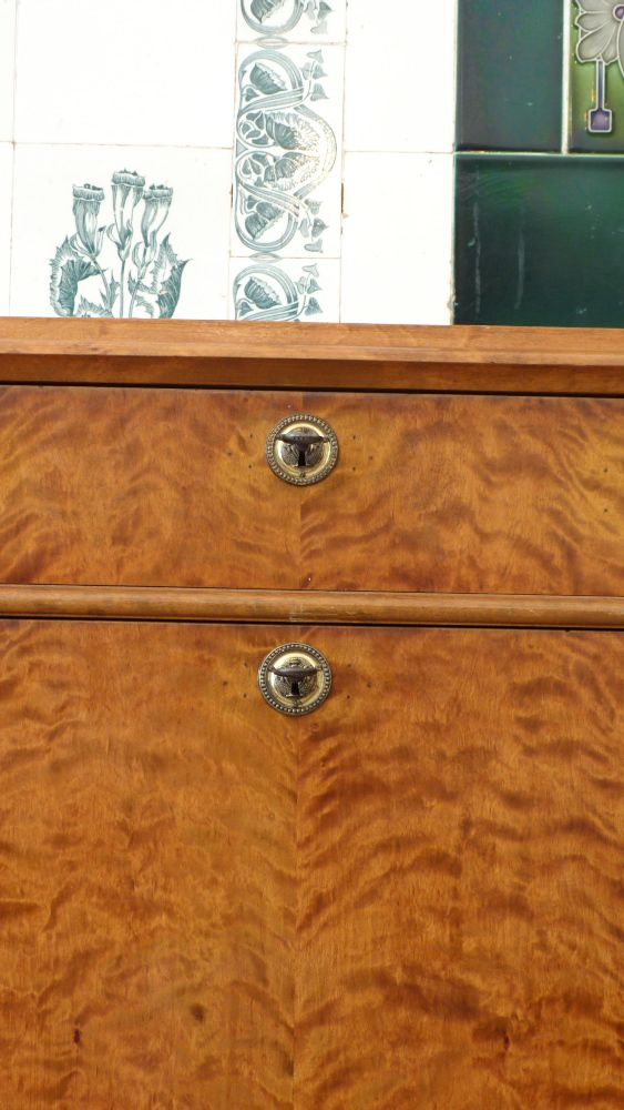 Spätbiedermeiersekretär, Birke um 1860