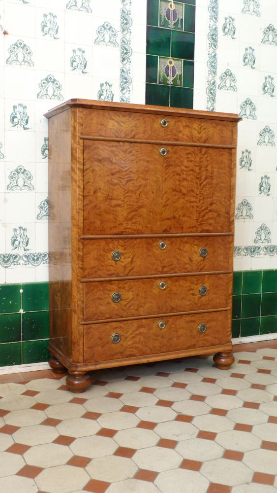 Spätbiedermeiersekretär, Birke um 1860